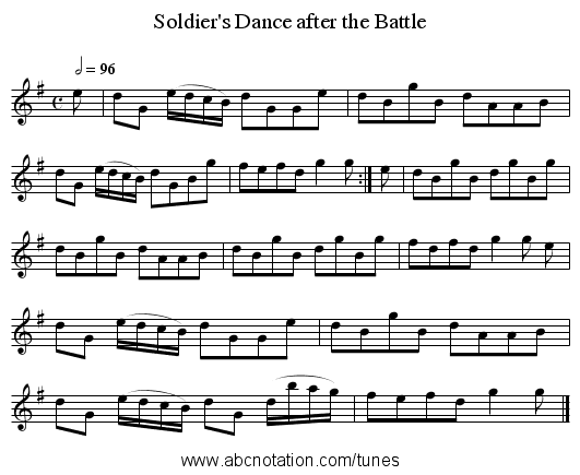 Soldier's Dance after the Battle - staff notation