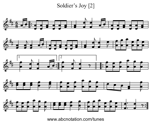 Soldier’s Joy [2] - staff notation