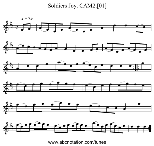 Soldiers Joy. CAM2.[01] - staff notation