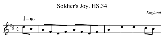 Soldier's Joy. HS.34 - staff notation
