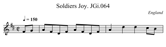 Soldiers Joy. JGi.064 - staff notation
