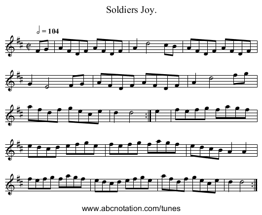 Soldiers Joy. - staff notation