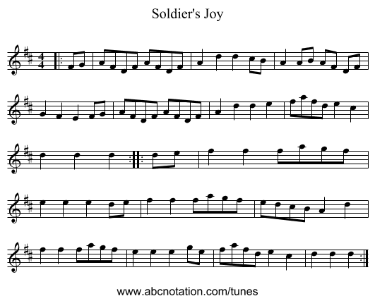 Soldier's Joy - staff notation