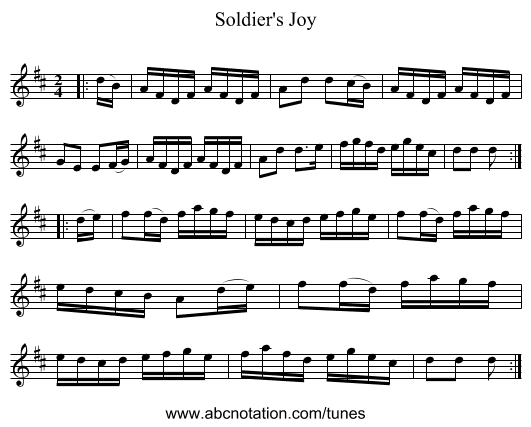 Soldier's Joy - staff notation