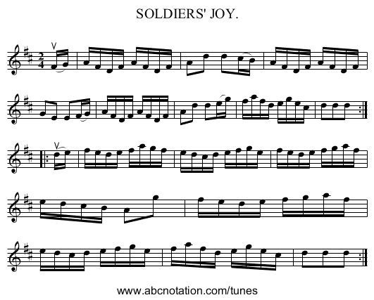 SOLDIERS' JOY. - staff notation