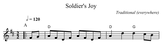 Soldier's Joy - staff notation