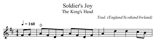Soldier's Joy - staff notation