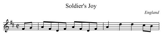 Soldier's Joy - staff notation