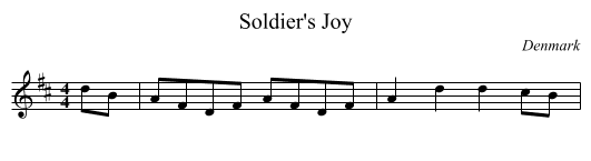 Soldier's Joy - staff notation