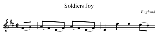 Soldiers Joy - staff notation