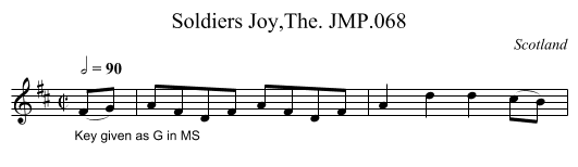 Soldiers Joy,The. JMP.068 - staff notation