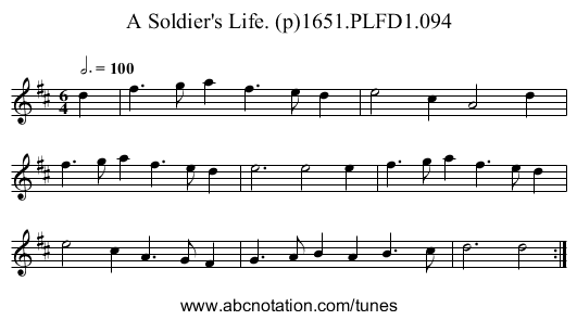 Soldier's Life. (p)1651.PLFD1.094, A - staff notation