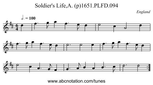 Soldier's Life,A. (p)1651.PLFD.094 - staff notation