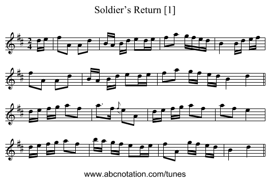 Soldier’s Return [1] - staff notation