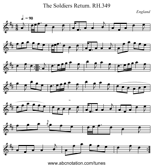 Soldiers Return. RH.349, The - staff notation