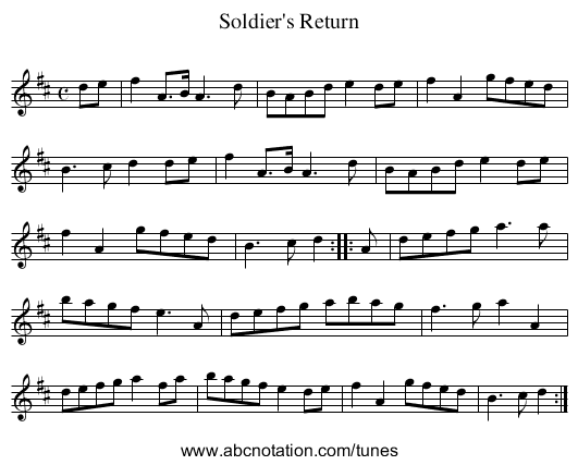 Soldier's Return - staff notation