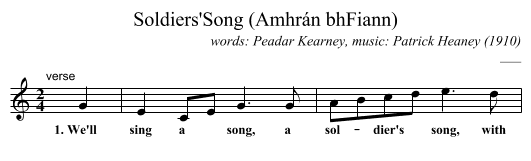 Soldiers'Song (Amhr&aacute;n bhFiann) - staff notation