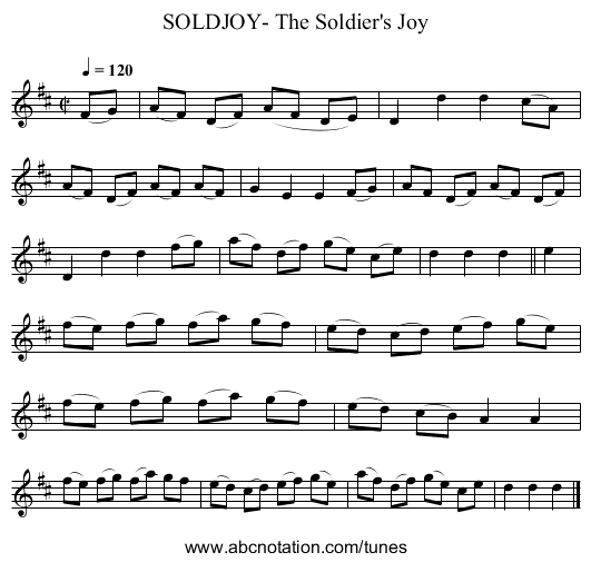 SOLDJOY- The Soldier's Joy - staff notation