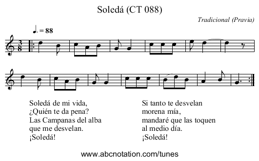 Soledá (CT 088) - staff notation