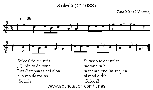 Soledá (CT 088) - staff notation