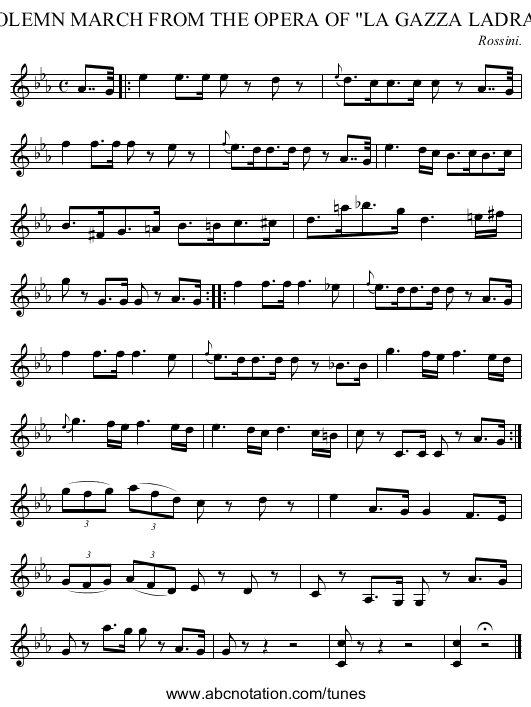SOLEMN MARCH FROM THE OPERA OF LA GAZZA LADRA. - staff notation