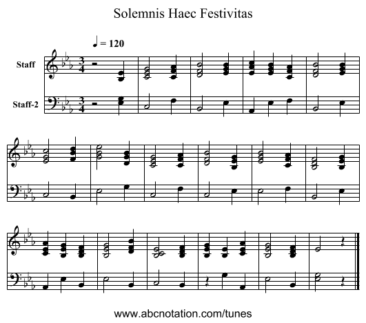 Solemnis Haec Festivitas - staff notation