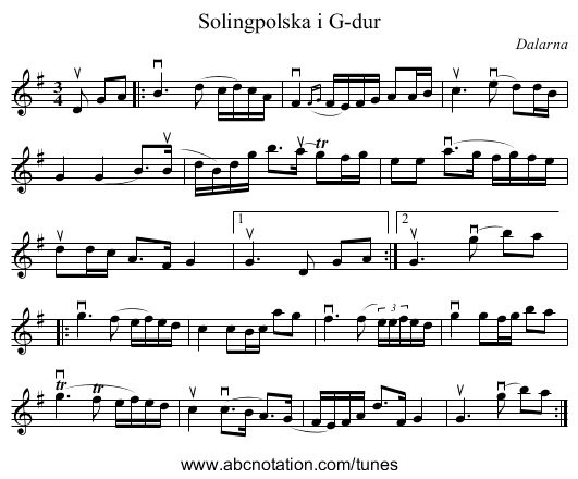 Solingpolska i G-dur - staff notation