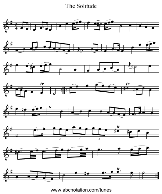 Solitude, The - staff notation