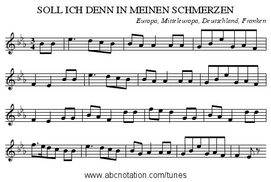 SOLL ICH DENN IN MEINEN SCHMERZEN - staff notation