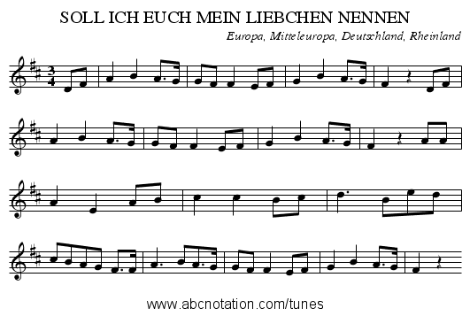 SOLL ICH EUCH MEIN LIEBCHEN NENNEN - staff notation