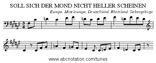 SOLL SICH DER MOND NICHT HELLER SCHEINEN - staff notation