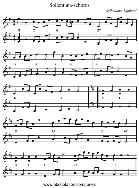 Sollentuna-schottis - staff notation