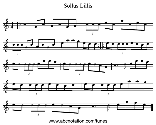 Sollus Lillis - staff notation