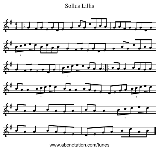 Sollus Lillis - staff notation