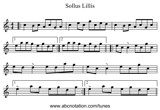 Sollus Lillis - staff notation