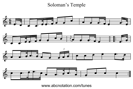 Soloman’s Temple - staff notation