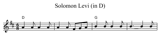 Solomon Levi (in D) - staff notation