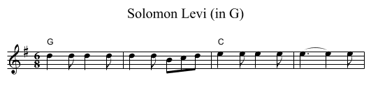 Solomon Levi (in G) - staff notation