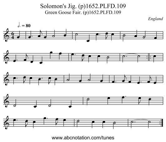 Solomon's Jig. (p)1652.PLFD.109 - staff notation