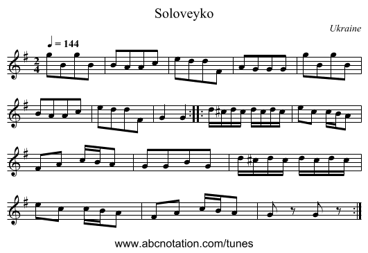 Soloveyko - staff notation