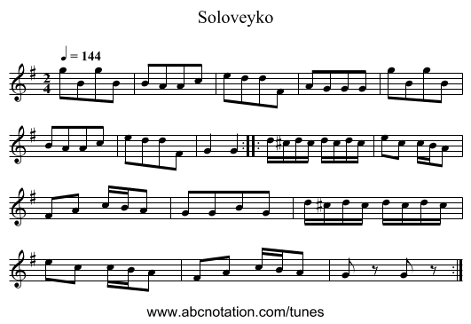 Soloveyko - staff notation