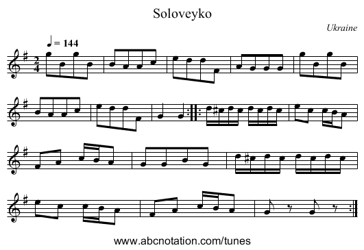 Soloveyko - staff notation