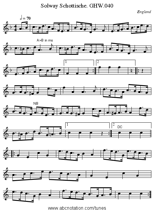 Solway Schottische. GHW.040 - staff notation
