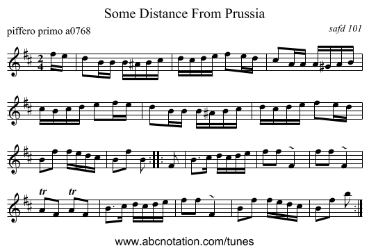 Some Distance From Prussia - staff notation