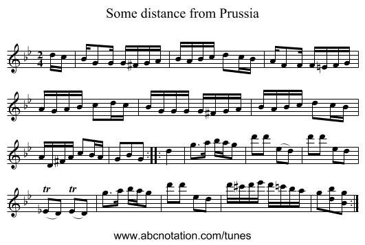 Some distance from Prussia - staff notation