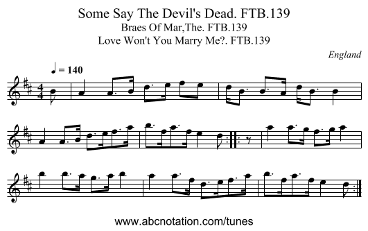 Some Say The Devil's Dead. FTB.139 - staff notation