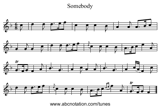 Somebody - staff notation