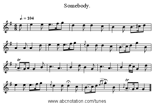 Somebody. - staff notation
