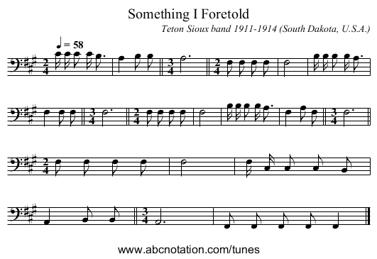 Something I Foretold - staff notation