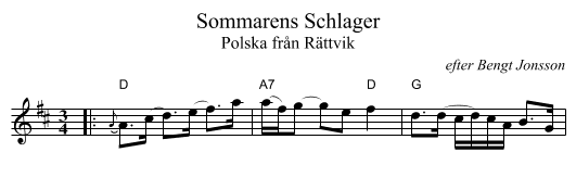 Sommarens Schlager - staff notation
